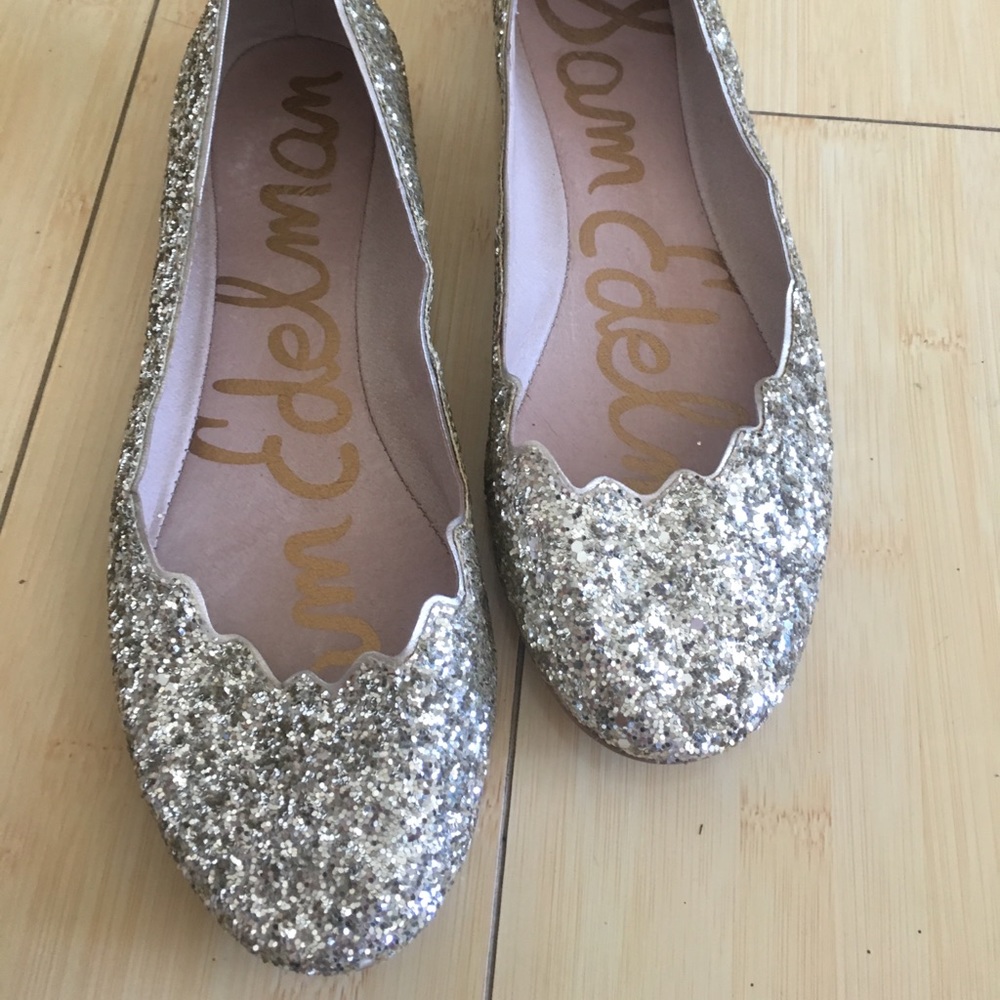 Sam Edelman gold glitter ballet flats size 8